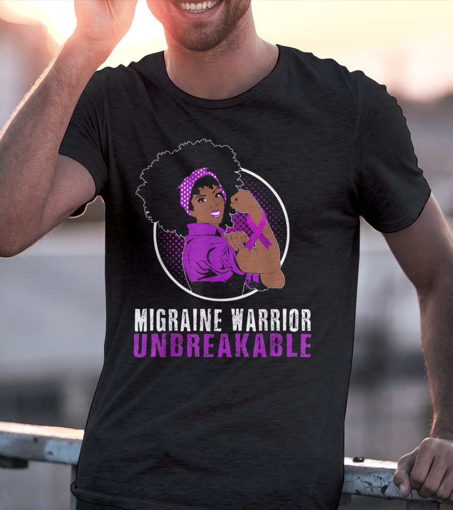 Black Girl Migraine Warrior Unbreakable Strength Empowerment T-Shirt