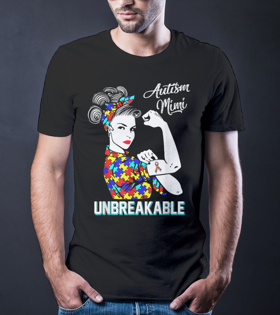 Autism Mimi Unbreakable Autism Awareness Rosie Puzzle Ribbon T-Shirt