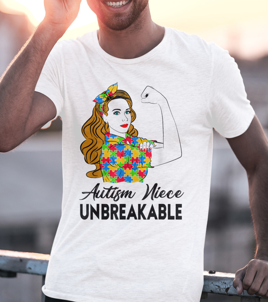 Autism Niece Unbreakable Puzzle Pattern Awareness 2W T-Shirt