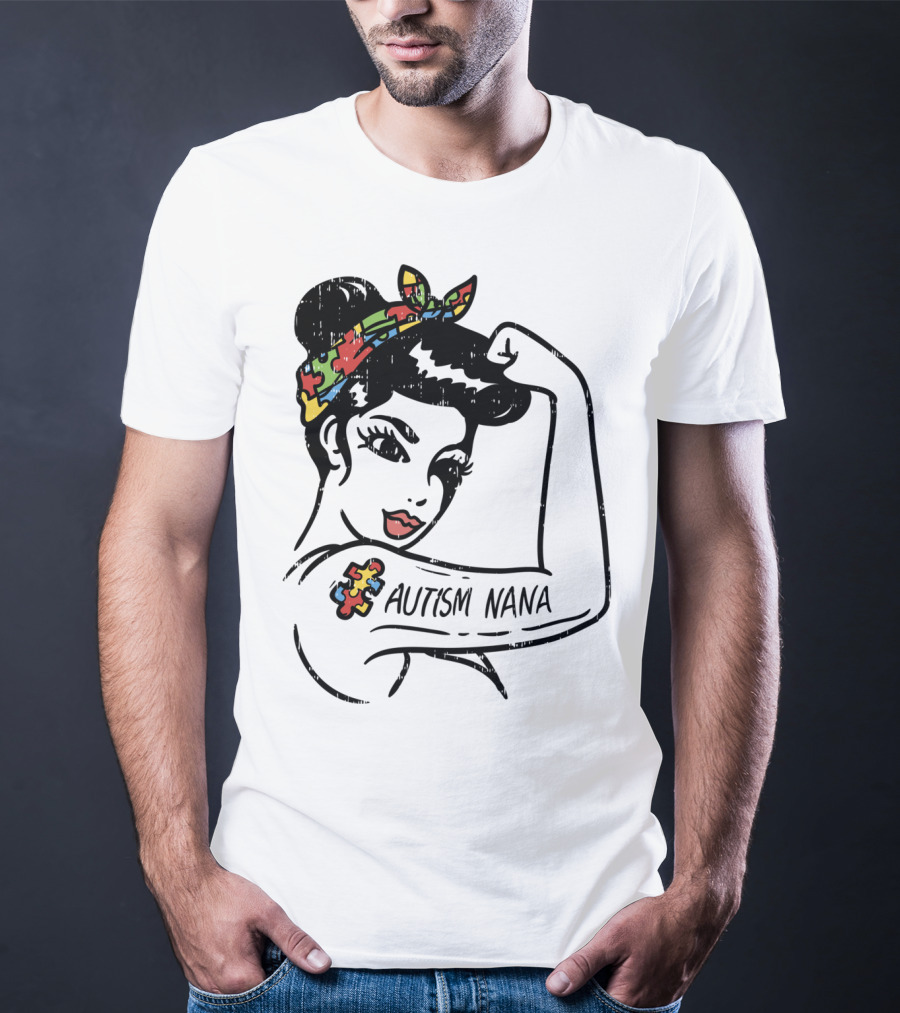 Autism Nana Puzzle Piece Bandana Empowerment T-Shirt