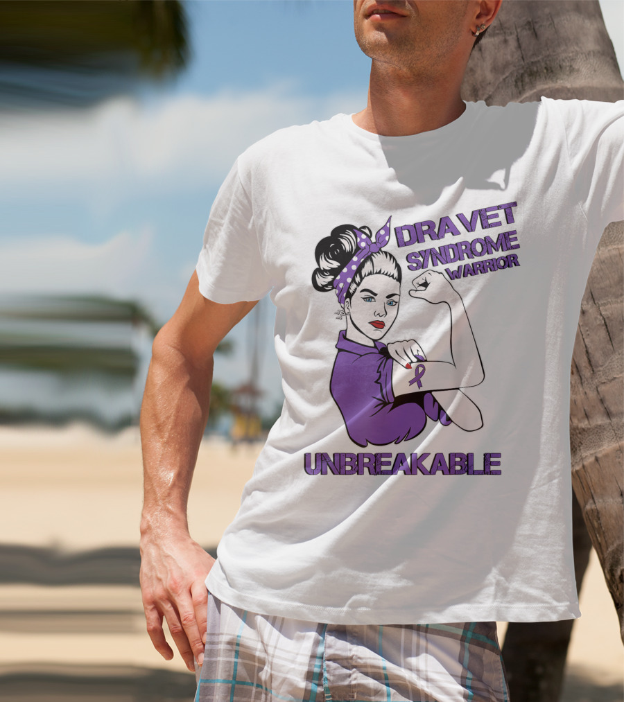 Dravet Syndrome Warrior Unbreakable Rosie Riveter Style Purple T-Shirt