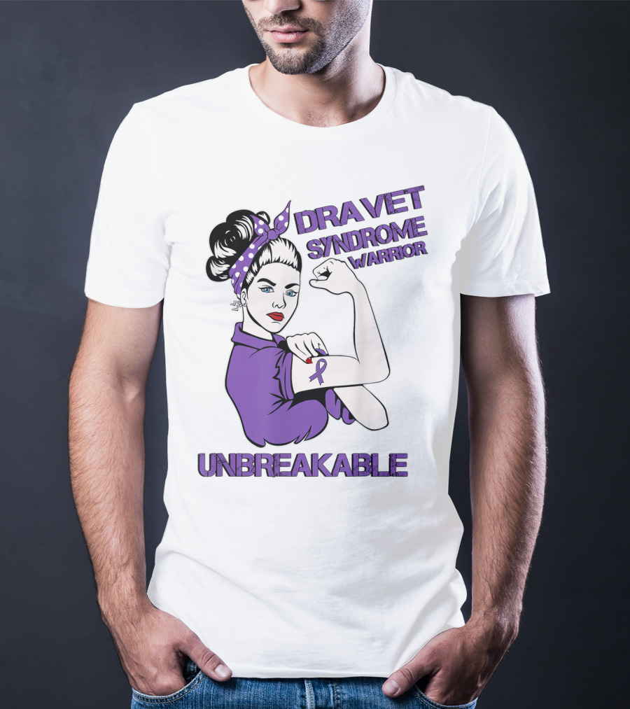 Dravet Syndrome Warrior Unbreakable Rosie Riveter Style Purple T-Shirt
