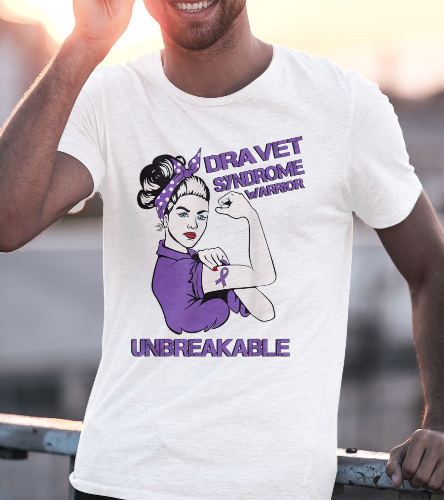 Dravet Syndrome Warrior Unbreakable Rosie Riveter Style Purple T-Shirt