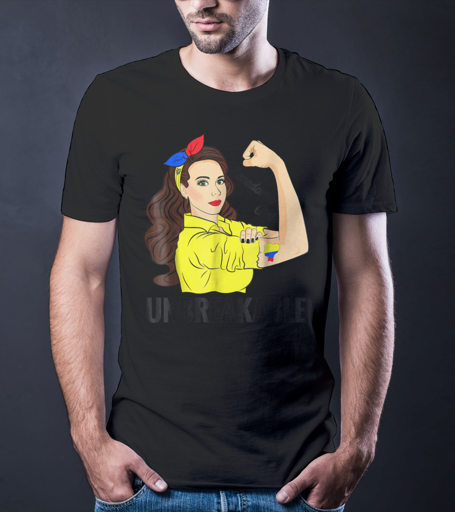 Ecuadorian Girl Unbreakable Strength With Ecuador Flag Colors T-Shirt