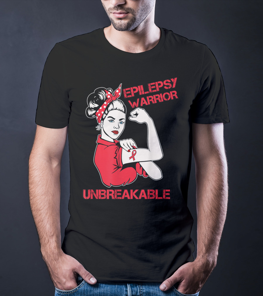 Epilepsy Warrior Unbreakable Rosie The Riveter Inspired T-Shirt