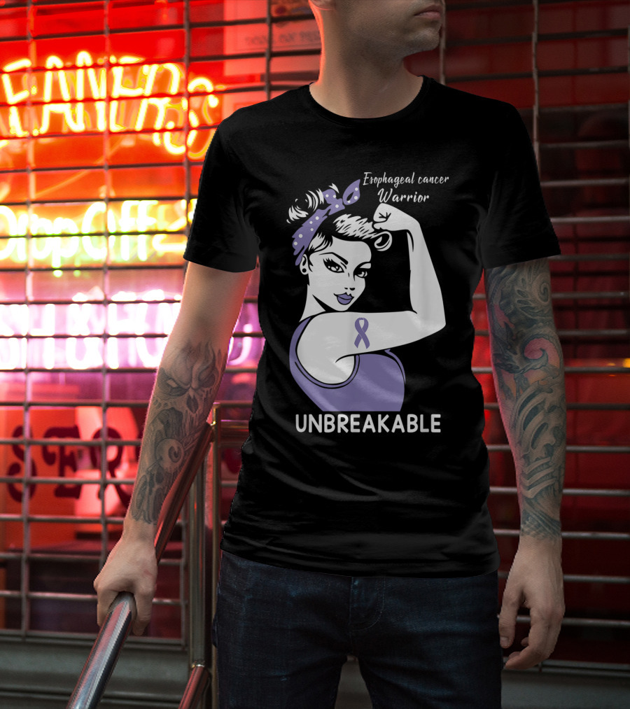Esophageal Cancer Warrior Unbreakable Strength Ribbon T-Shirt