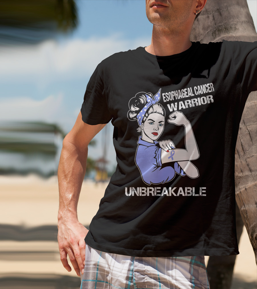 Esophageal Cancer Warrior Unbreakable Rosie The Riveter T-Shirt