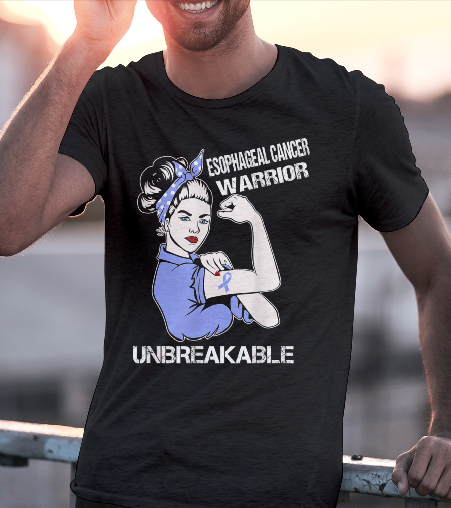 Esophageal Cancer Warrior Unbreakable Rosie The Riveter T-Shirt