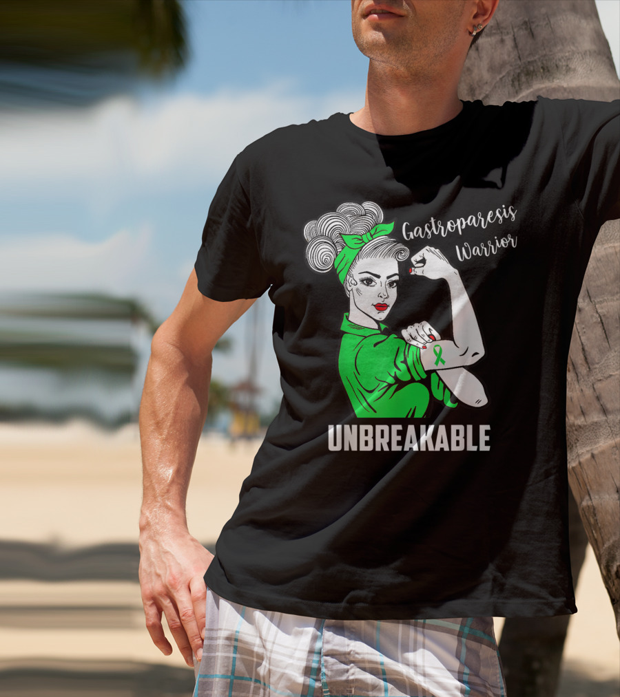 Gastroparesis Warrior Unbreakable Awareness Ribbon Strength T-Shirt