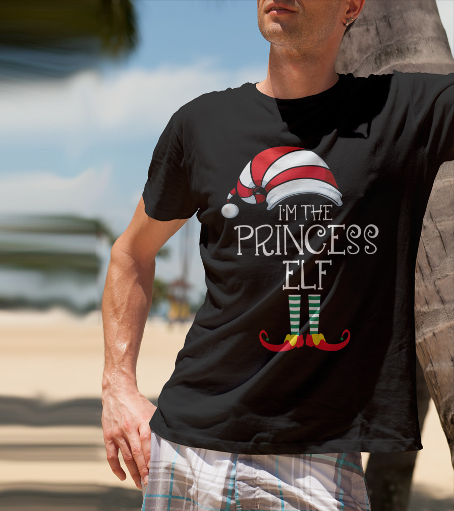 I'm The Princess Elf Striped Hat And Shoes Christmas Humor T-Shirt