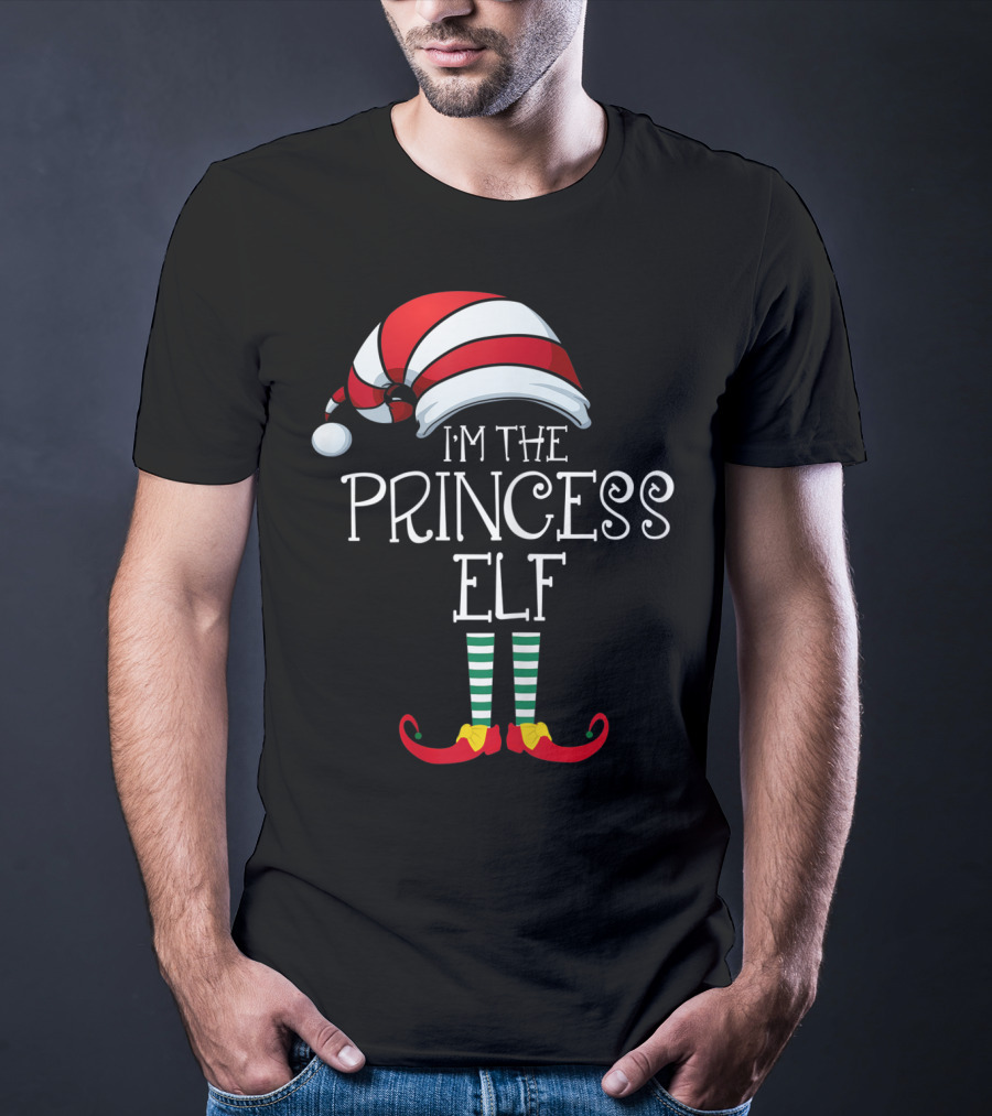 I'm The Princess Elf Striped Hat And Shoes Christmas Humor T-Shirt