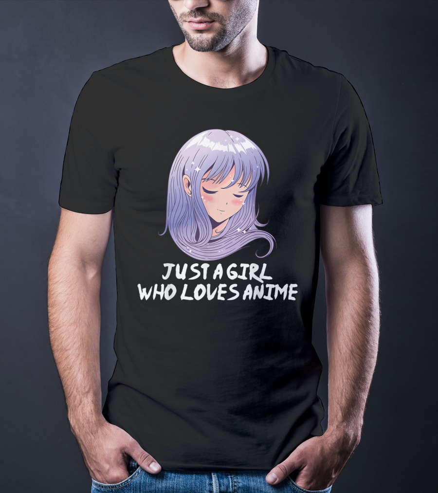 Just A Girl Who Loves Anime Japanese Anime Purple Hair Character T-Shirt