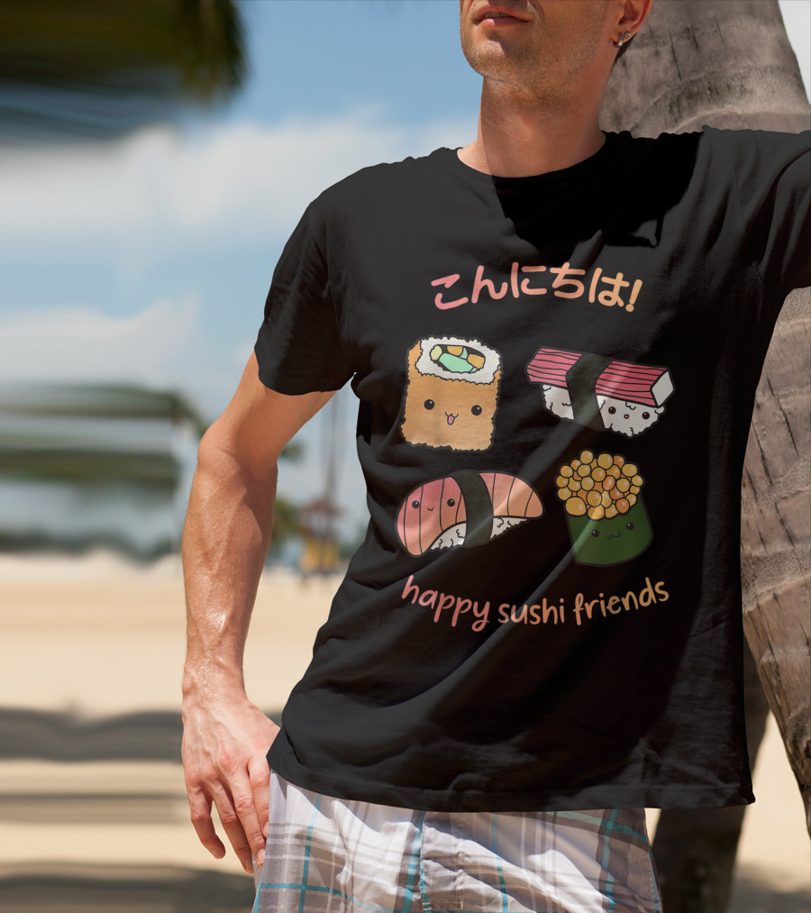 Kawaii Japanese Sushi Happy Sushi Friends T-Shirt