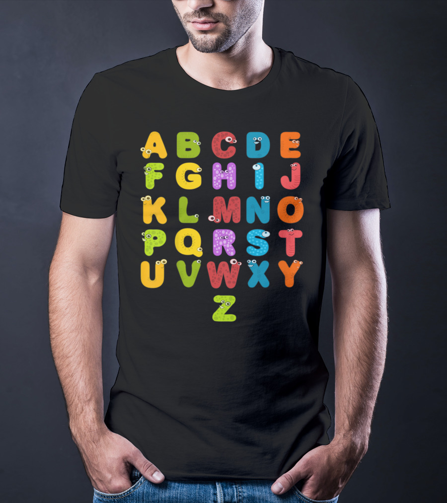 Kids Alphabet ABCs Learning Cute Monster Letters T-Shirt