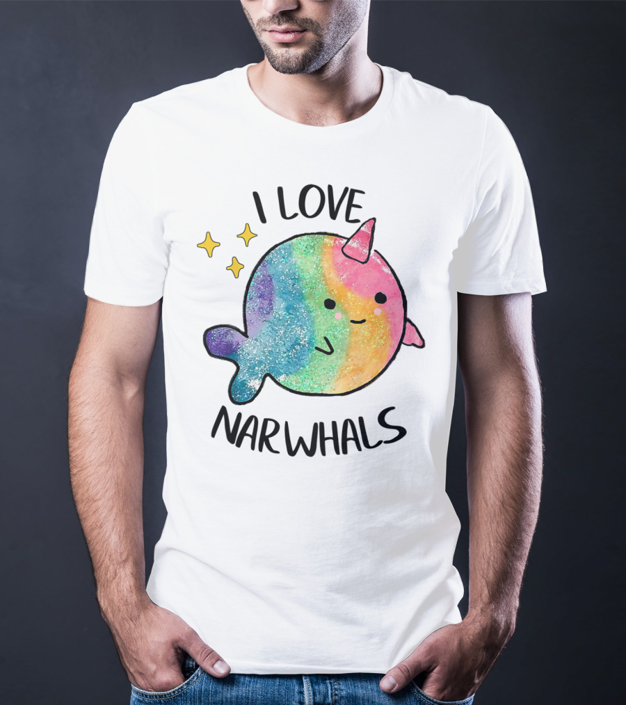 I Love Narwhals Rainbow Whale Kids T-Shirt
