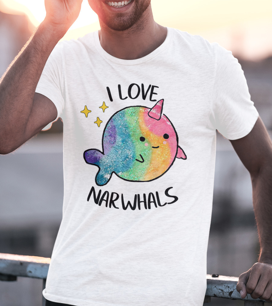 I Love Narwhals Rainbow Whale Kids T-Shirt