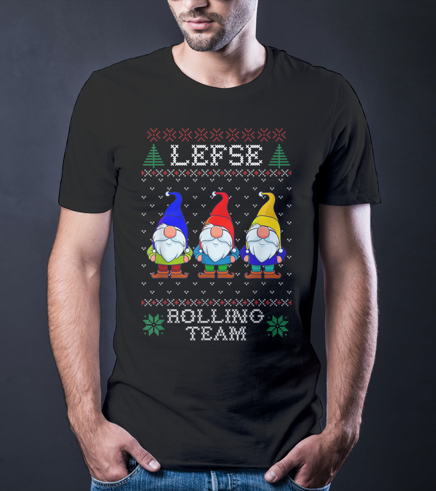 Lefse Rolling Team Christmas Baking Tomte Gnomes Holiday T-Shirt