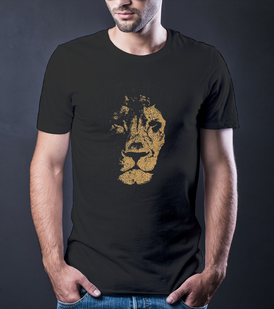 Lion Head Hand Drawn Textured T-Shirt