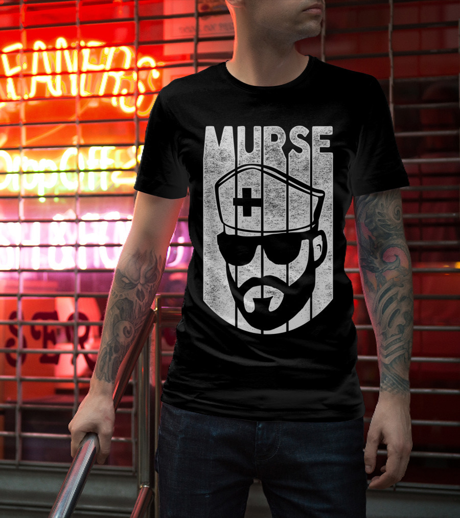 Mens Murse Funny Beard Nurse Male Nurse T-Shirt