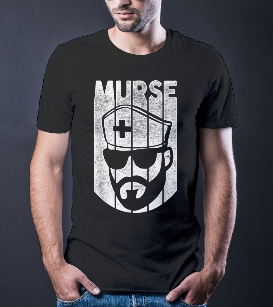 Mens Murse Funny Beard Nurse Male Nurse T-Shirt