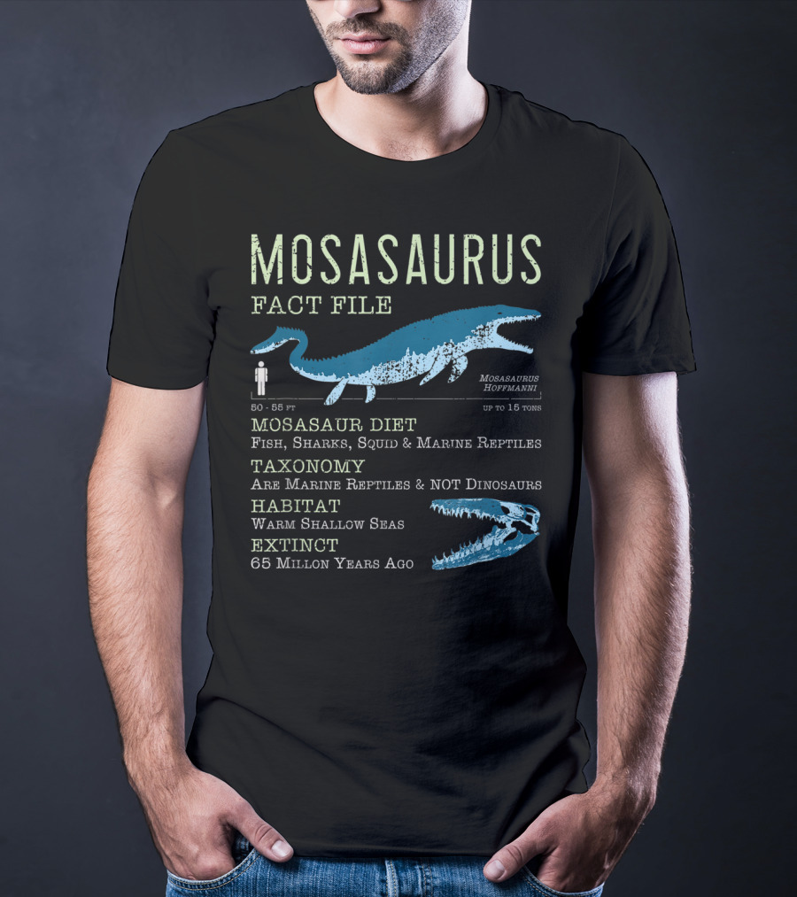 Mosasaurus Fact File Marine Reptiles Jurassic Mosasaur Diet And Habitat T-Shirt