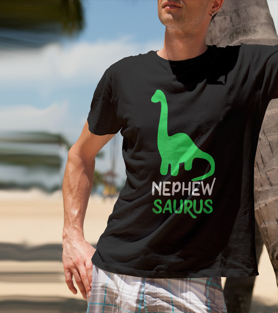 Nephewsaurus Funny Dinosaur Nephew Saurus Iconic Green Dinosaur T-Shirt