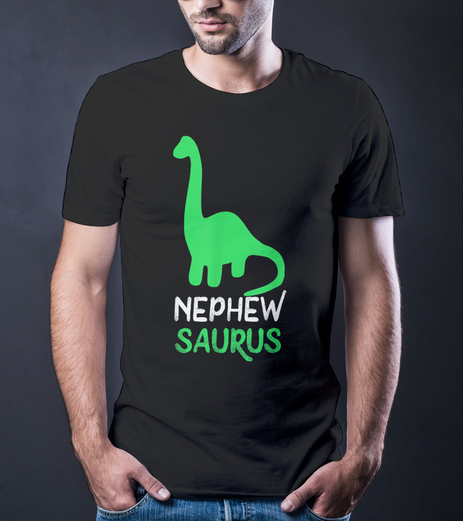 Nephewsaurus Funny Dinosaur Nephew Saurus Iconic Green Dinosaur T-Shirt