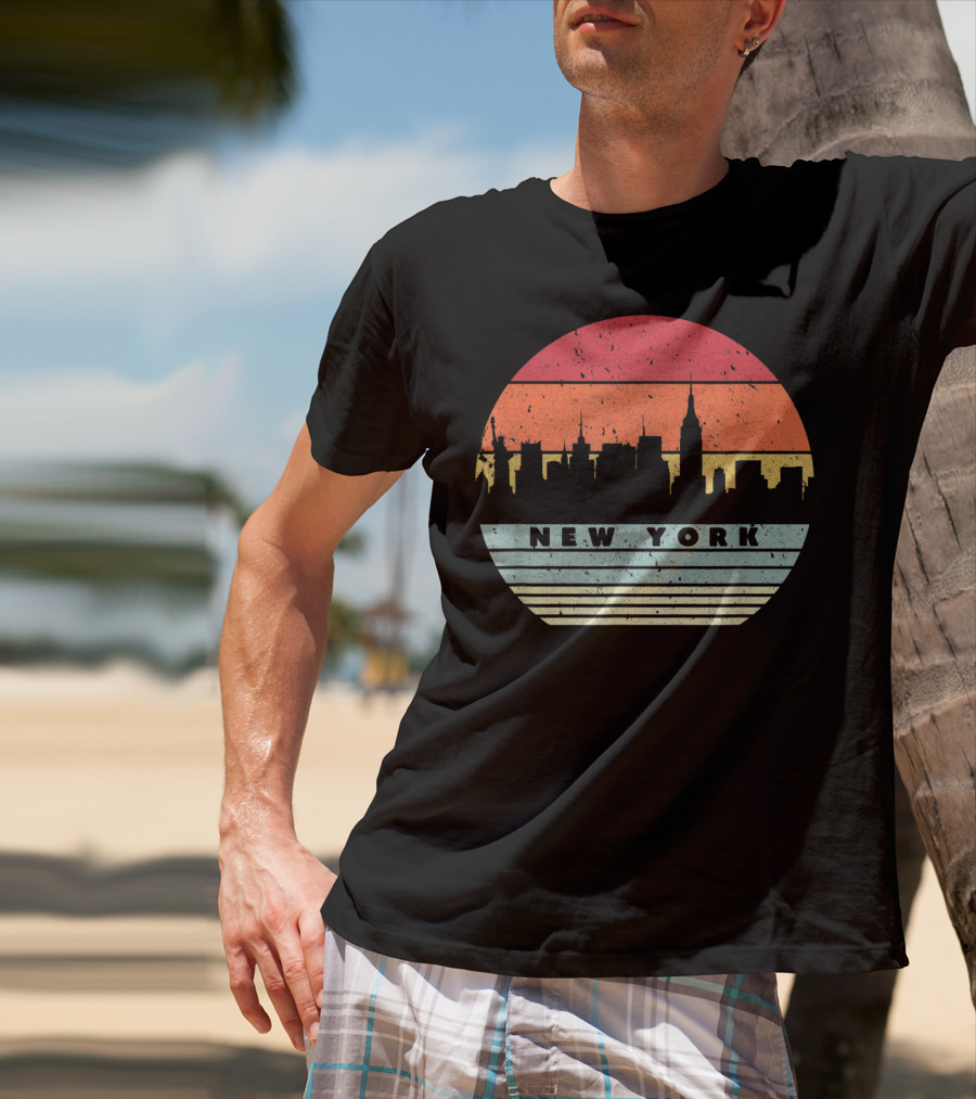 New York Retro Skyline Souvenir Style USA T-Shirt