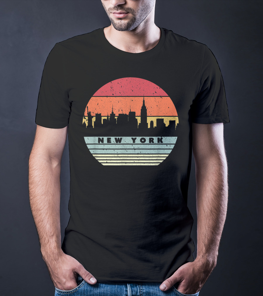 New York Retro Skyline Souvenir Style USA T-Shirt