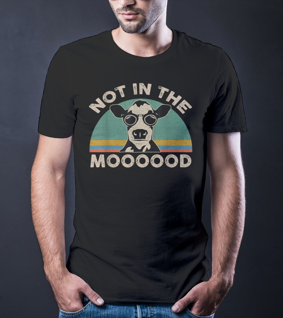Not In The Mooooood Funny Dairy Cow With Glasses T-Shirt
