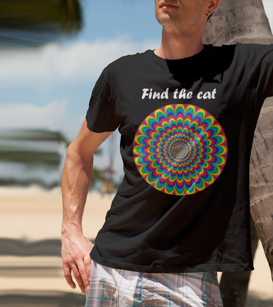 Find The Cat Optical Illusion Spiral T-Shirt