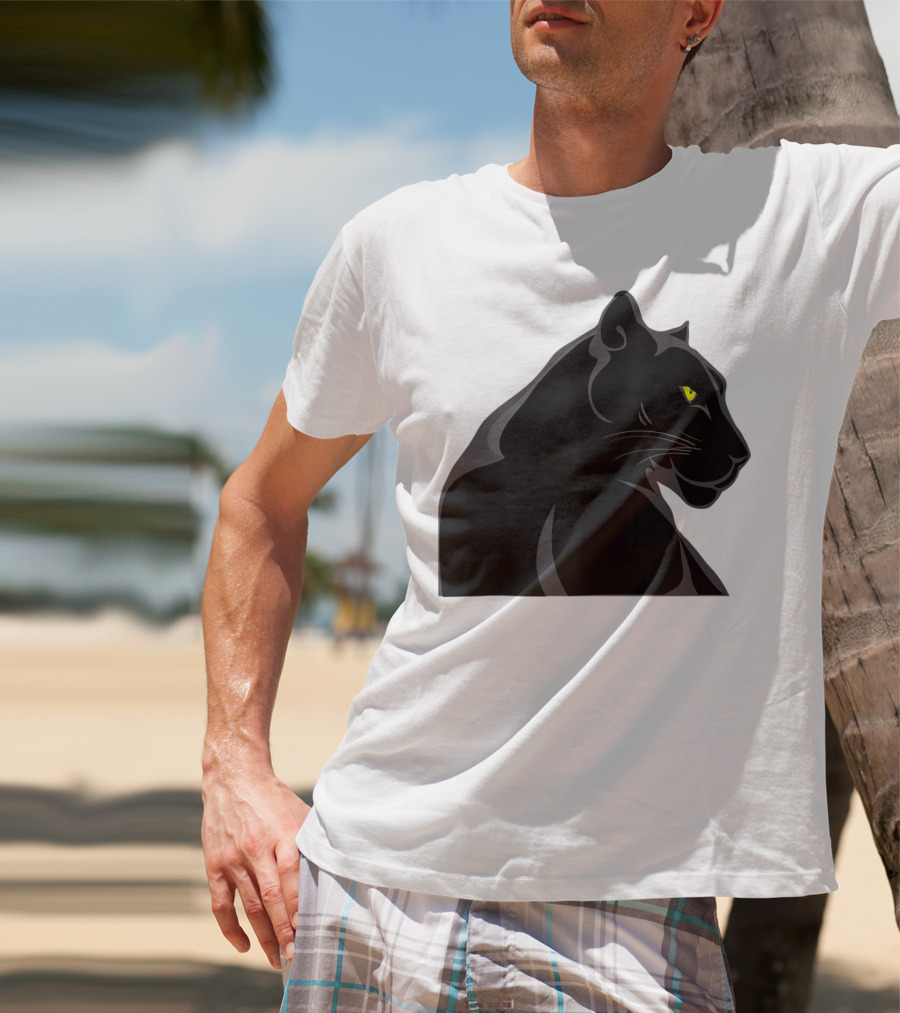 Panthera Cat Leopard Melanistic Black Panther Yellow Eyes T-Shirt