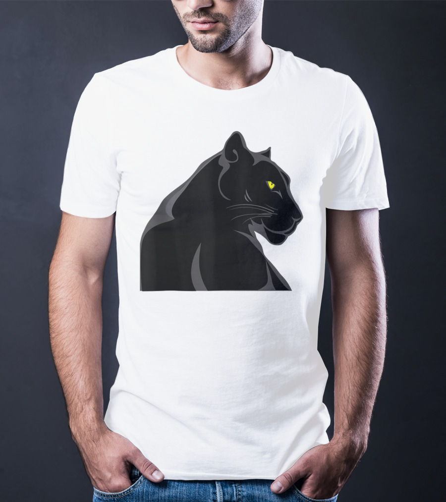 Panthera Cat Leopard Melanistic Black Panther Yellow Eyes T-Shirt