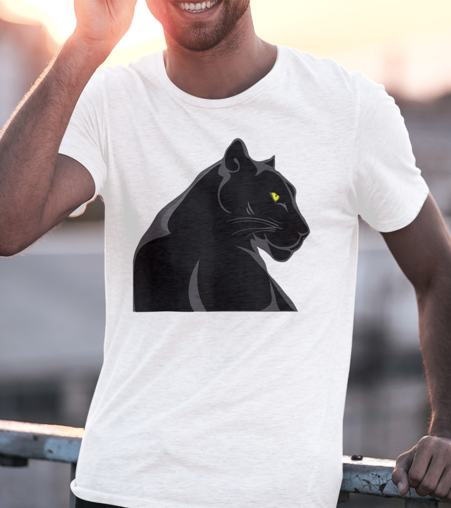 Panthera Cat Leopard Melanistic Black Panther Yellow Eyes T-Shirt