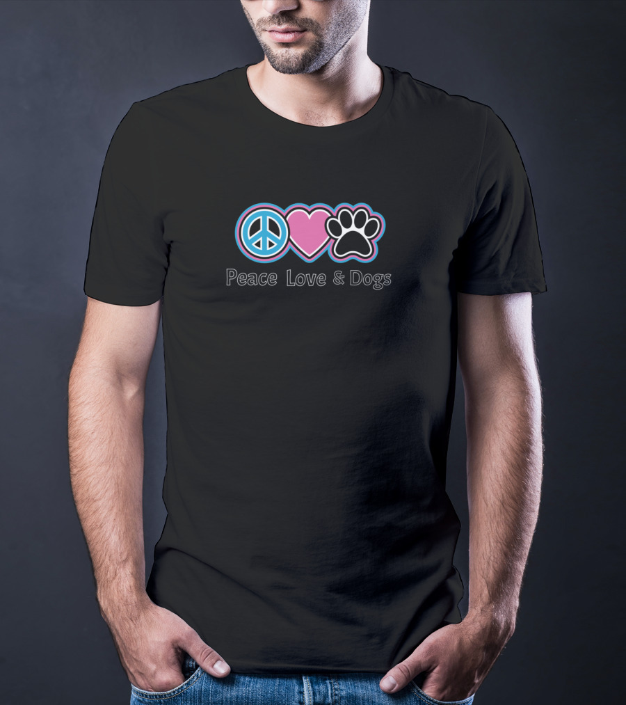 Peace Love And Dogs Peace Sign Heart Paw T-Shirt