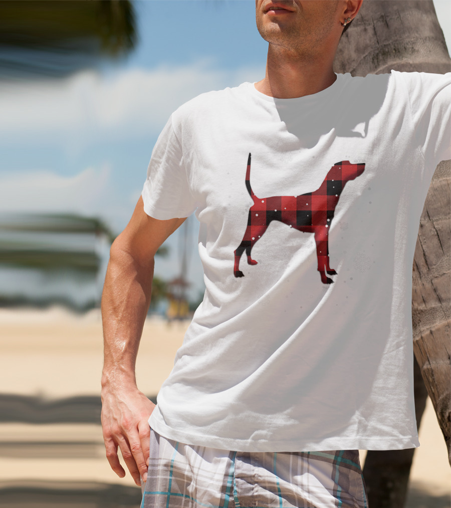 Plott Hound Dog Plaid Snowflakes T-Shirt