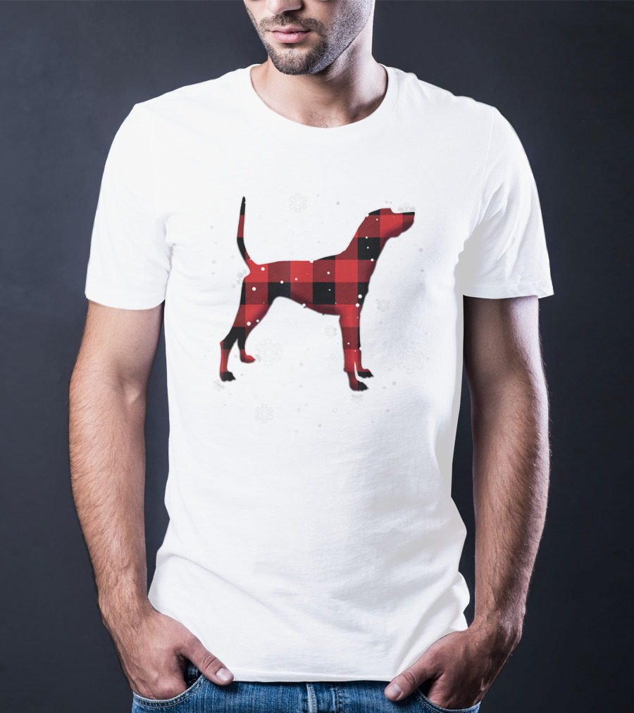 Plott Hound Dog Plaid Snowflakes T-Shirt