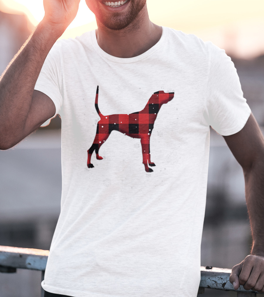 Plott Hound Dog Plaid Snowflakes T-Shirt