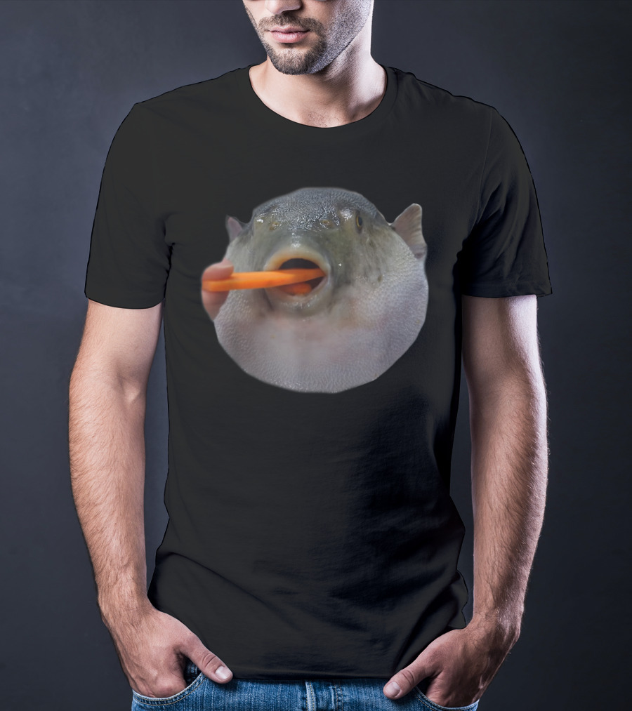 Pufferfish Eating A Carrot Funny Blowfish Dank Meme T-Shirt