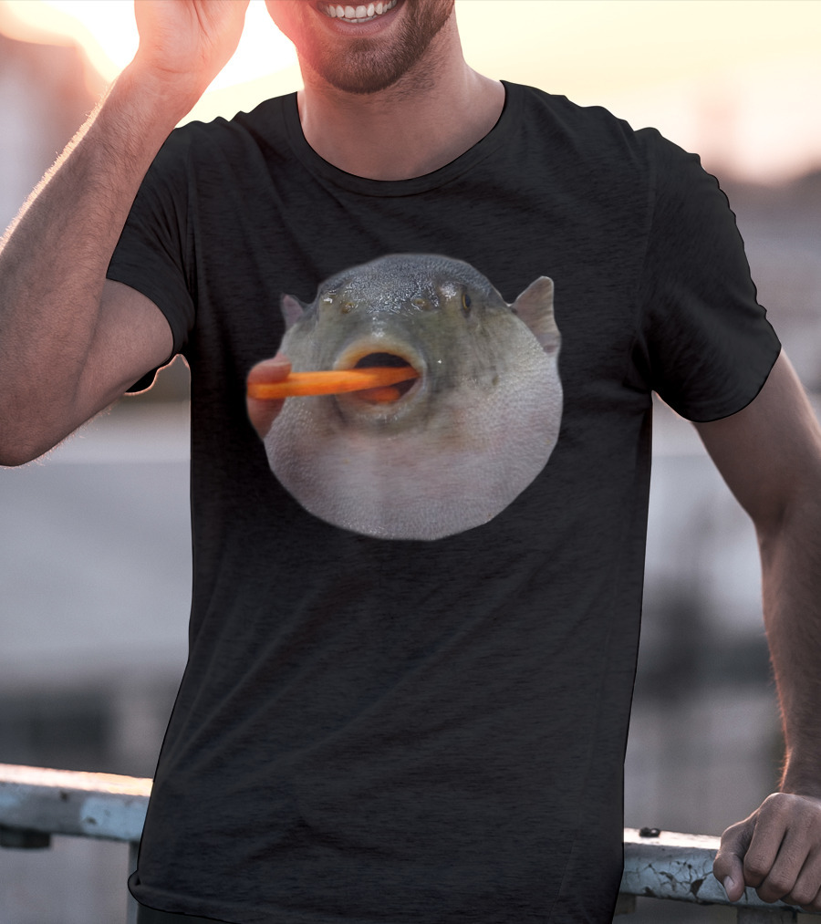 Pufferfish Eating A Carrot Funny Blowfish Dank Meme T-Shirt