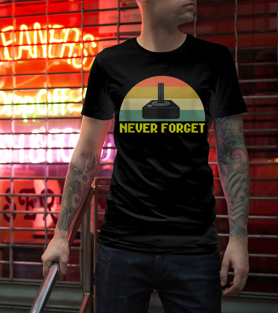 Never Forget Retro 80S Joystick Video Game Controller Pixel T-Shirt