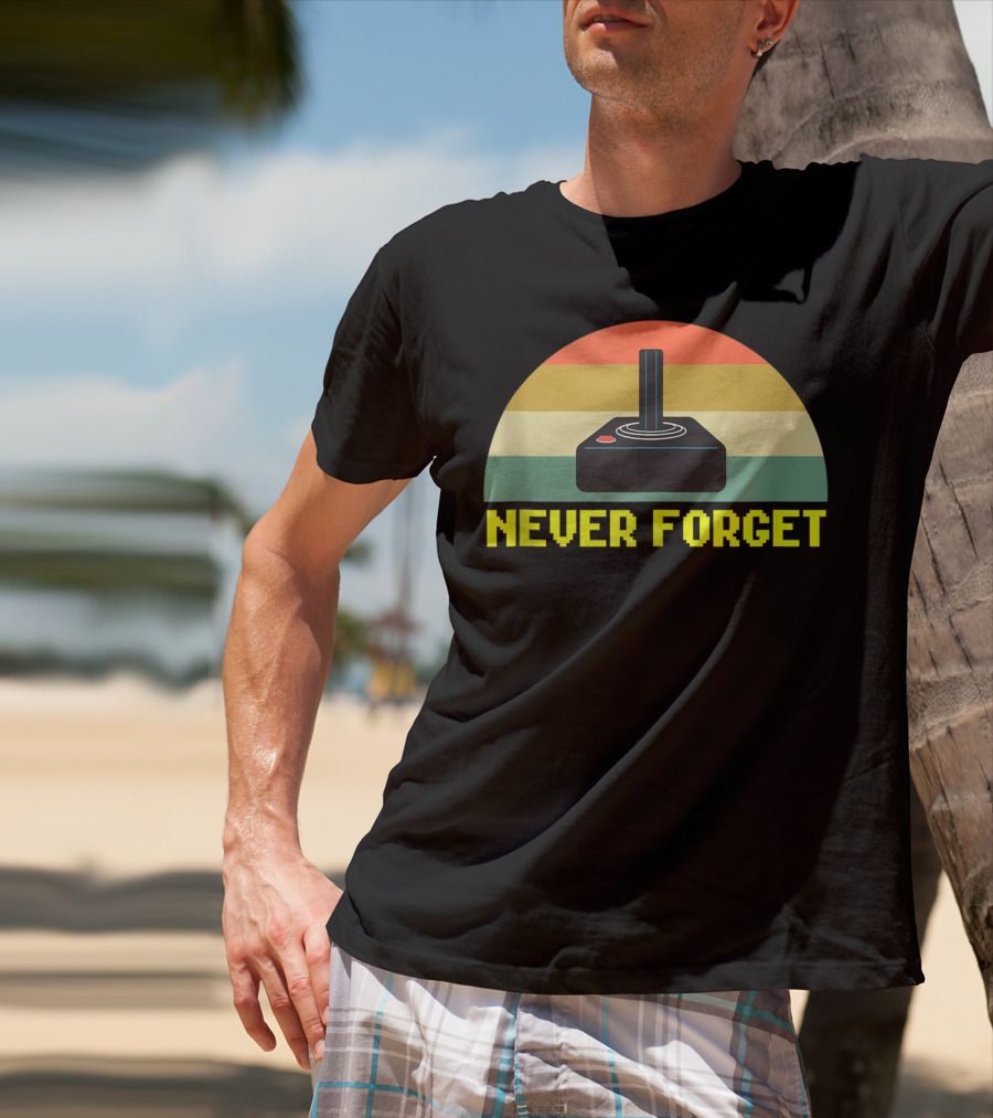 Never Forget Retro 80S Joystick Video Game Controller Pixel T-Shirt