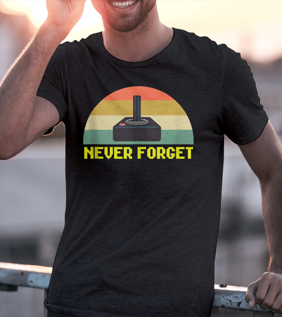 Never Forget Retro 80S Joystick Video Game Controller Pixel T-Shirt