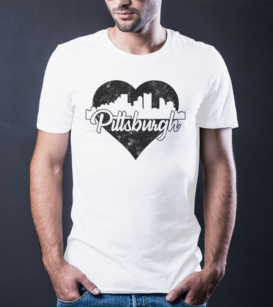 Retro Pittsburgh Skyline Heart T-Shirt