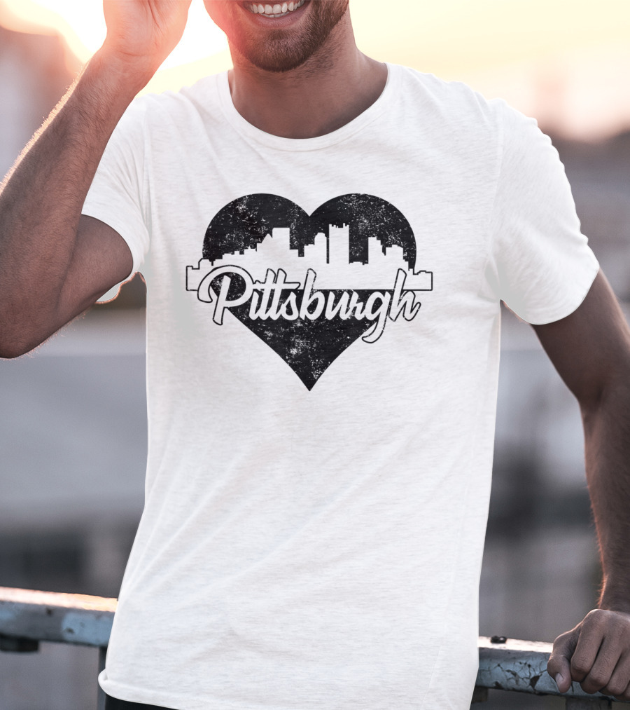 Retro Pittsburgh Skyline Heart T-Shirt
