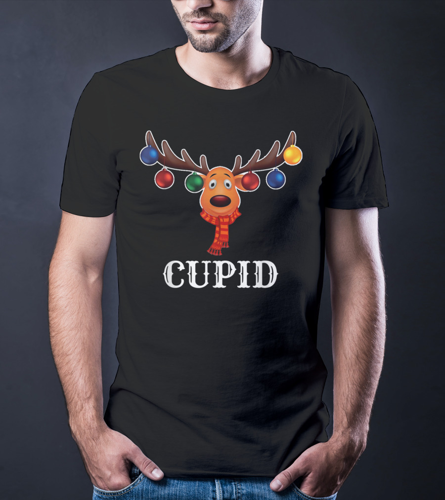 Cupid Reindeer Christmas Lights Holiday Humor T-Shirt