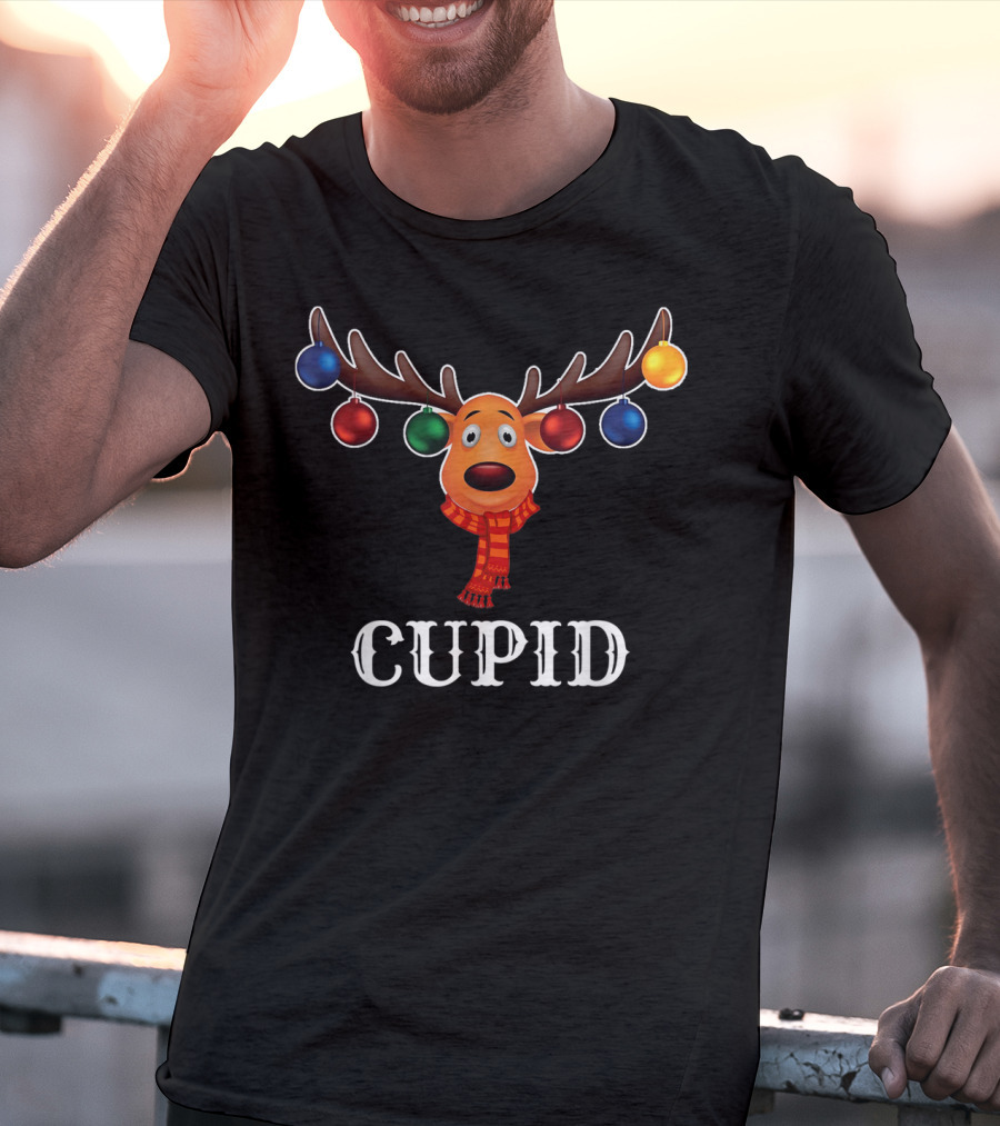Cupid Reindeer Christmas Lights Holiday Humor T-Shirt