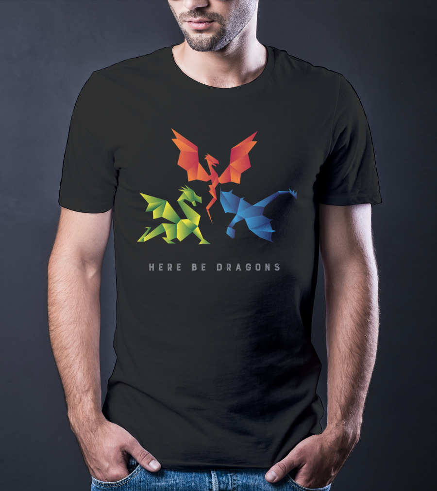 Here Be Dragons Scp1762 Origami T-Shirt