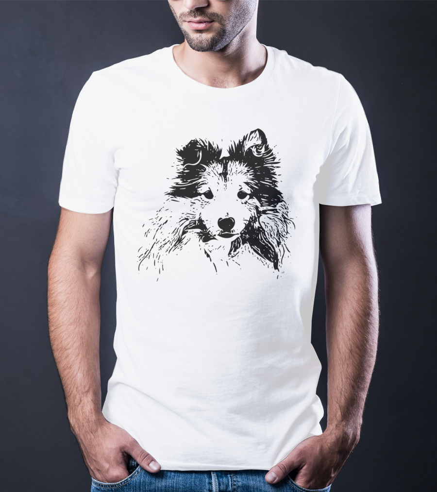 Shetland Sheepdog Outline Sketch T-Shirt