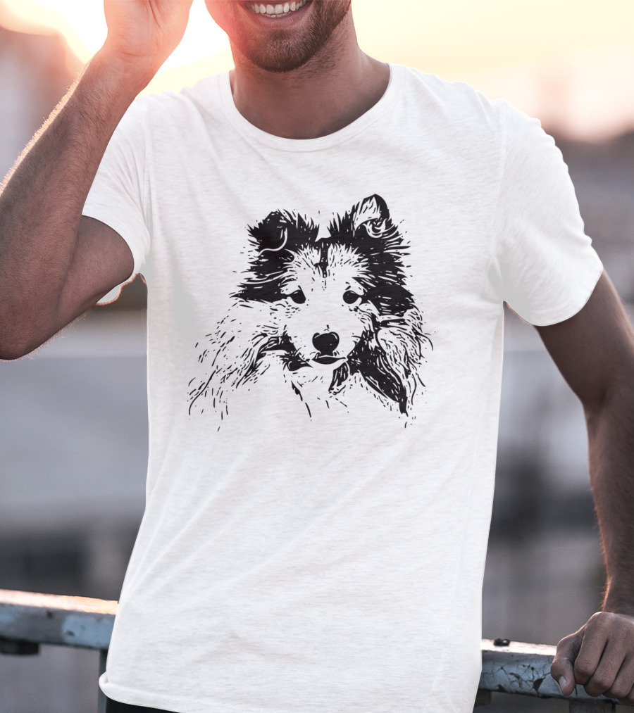 Shetland Sheepdog Outline Sketch T-Shirt